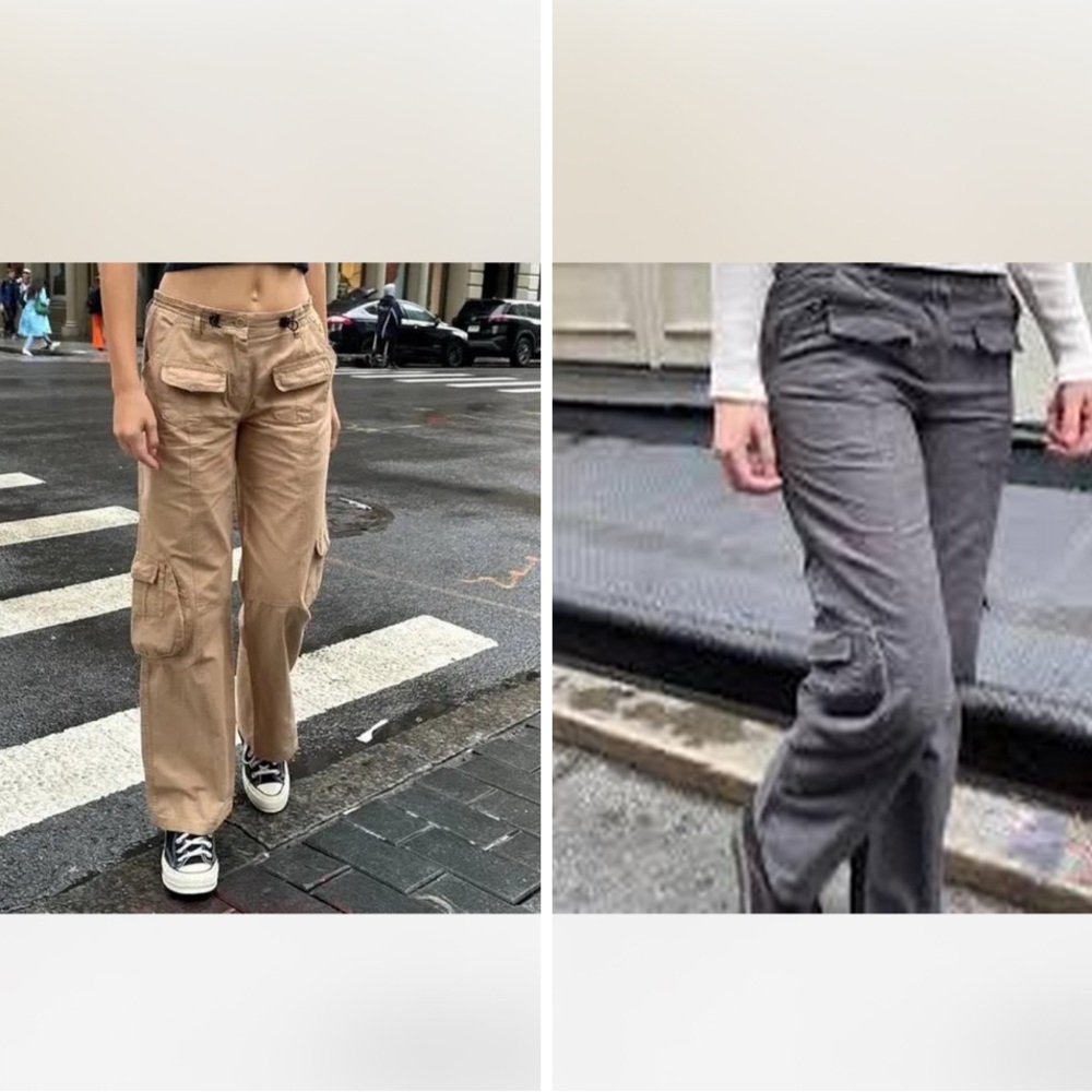 Bundle 2 Brandy Melville Kim Cargo Pants in tan and gray